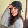Black Sequin Knitted Hat Warm Cap Knit Cap Cute Bowknot Beanies Hat  Winter