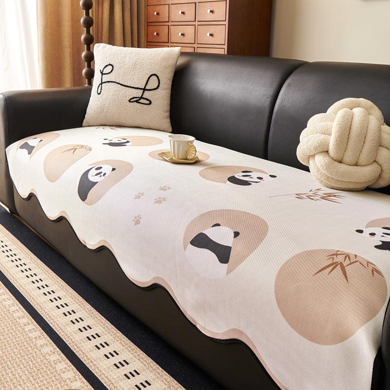 

Летняя мультяшная подушка на диван из ледяного шелка с черным котом, новая прямая нескользящая подушка для сиденья лето 2025, прохладный коврик для дивана 90*70cm