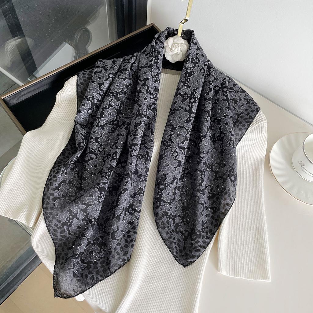 Luxury Silk Shawl Square Scarf for Women Satin Fashion Print Hijab Wraps Neckerchief Female Hair Bands Ribbon Headband Bandana