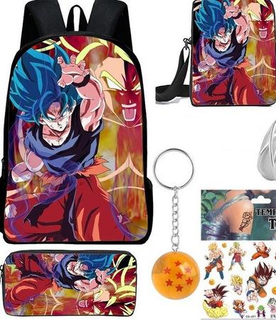 New animation cartoon dragon ball backpack, primary and secondary school schoolbag, satchel, shoulder bag, pencil case three-piece set