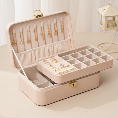 Double Jewelry Organizer Necklace, Earring, Ring, Jewelry Desktop Organizer High-grade Treasure Chest