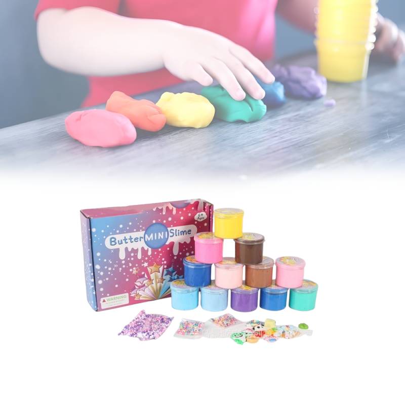 Fluffy Slime Kit  Rainbow Unicorn Super Soft Non Sticky Stress Relief Toy Putty