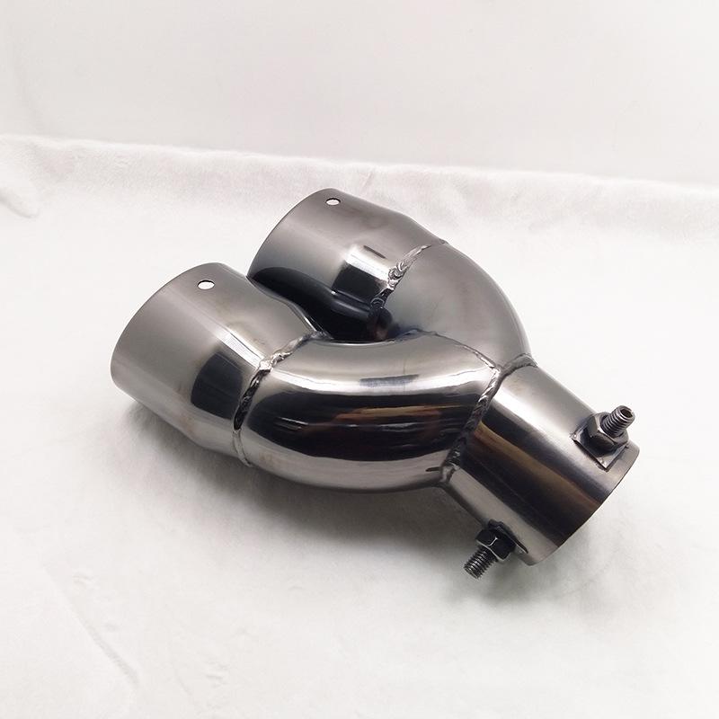 CHR17-20 IZOA & Fureisi Dual Outlet Titanium Black Bent Exhaust Tailpipe, 6.3CM Diameter Stainless Steel.
