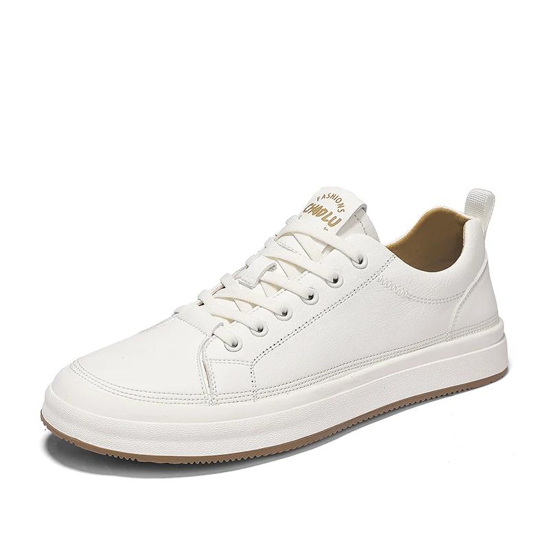 

МодаИтальянская мужская плоская дизайнерская обувь в стиле минимализма Повседневная кожаная нескользящая вулканизированная обувь 2024Модный тренд Удобная обувь для тенниса Masculinos 44 белый