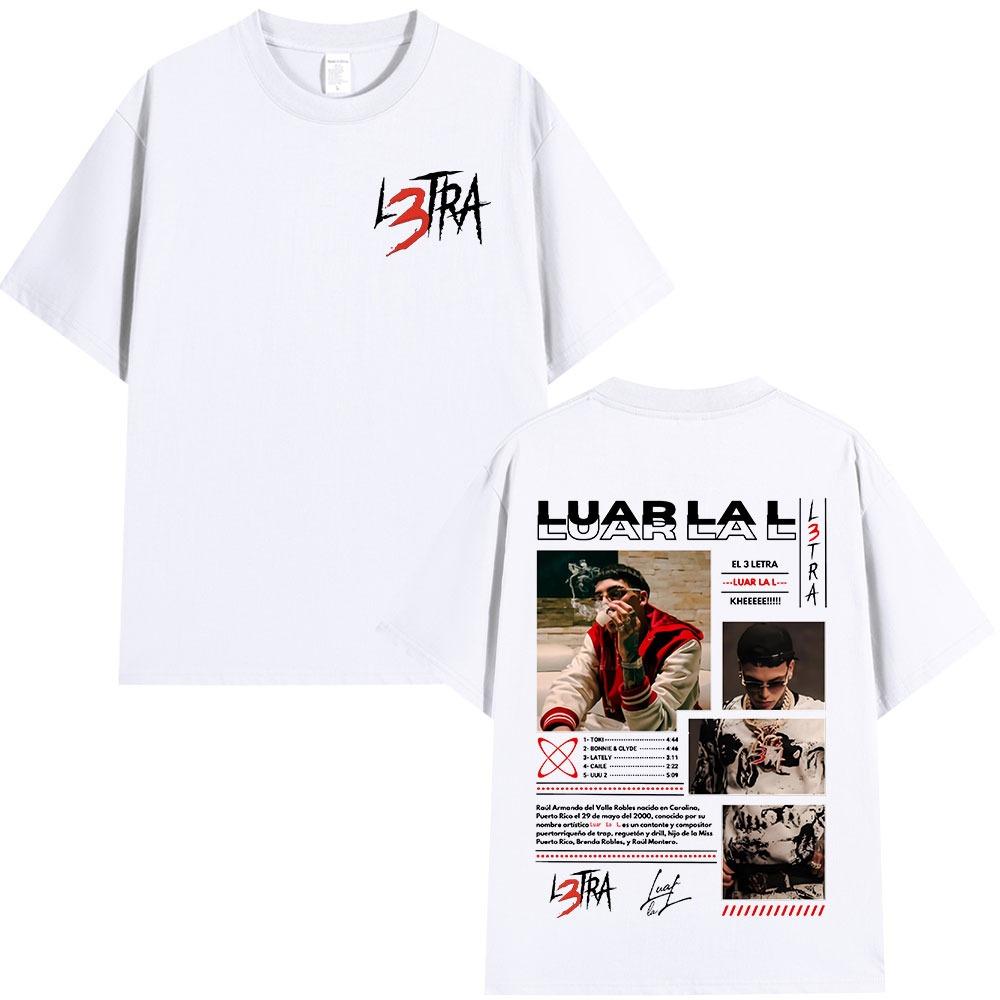 Rapper Luar La L Musikalbum L3TRA T-Shirts Herren Damen Hip Hop Mode Kurzarm-T-Shirts Vintage Oversized T-Shirt Streetwear