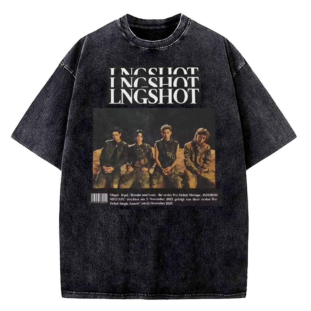 LNGSHOT Jay Park Same T Shirt Vintage Washed Cotton Summer Street Style ShortSleeve Tee Men Women Trendy Hip Hop Crew Neck Top