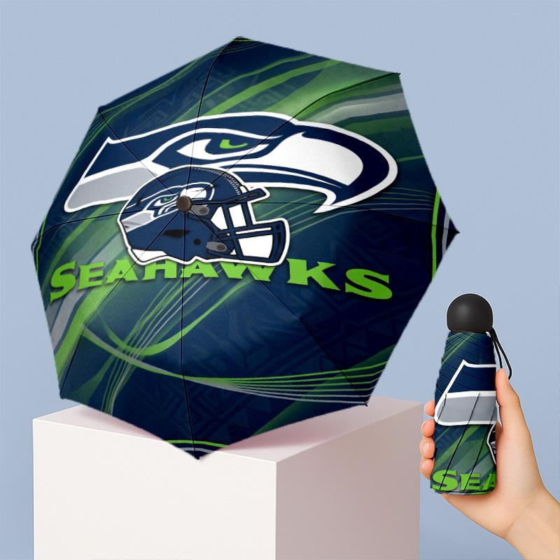 Seattle Seahawks Printed 5?Fold Mini Umbrella 8?Rib Windproof Compact Umbrella For Women Pocket Carry