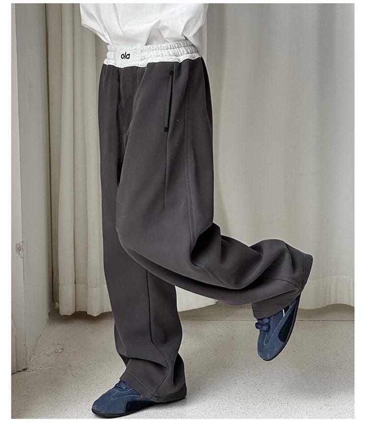 Autumn 2025 Girls' Straight-Leg Sports Pants - Early Season Wide-Leg Trousers for Kids