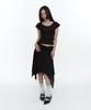 Rough Neck Knit Layer Drape Skirt Black