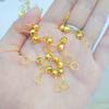 Vietnam Gold Laser Surface 9-Shaped Needle Earrings: Fashionable, Elegant, Simple, Bean-Shaped Studs for Women