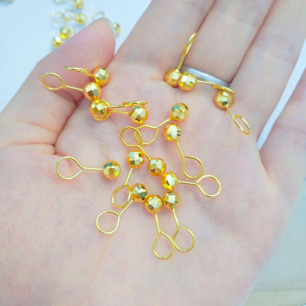 Vietnam Gold Laser Surface 9-Shaped Needle Earrings: Fashionable, Elegant, Simple, Bean-Shaped Studs for Women