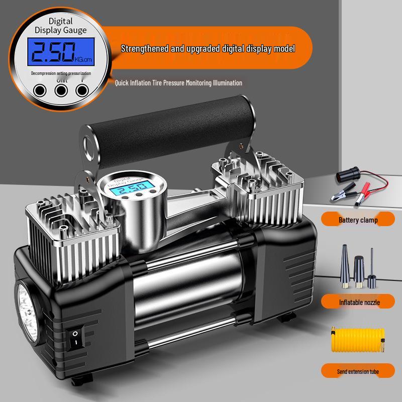 Umflator electric portabil de mare putere pentru anvelope: Cilindru dublu, Multifuncțional pentru Sedan