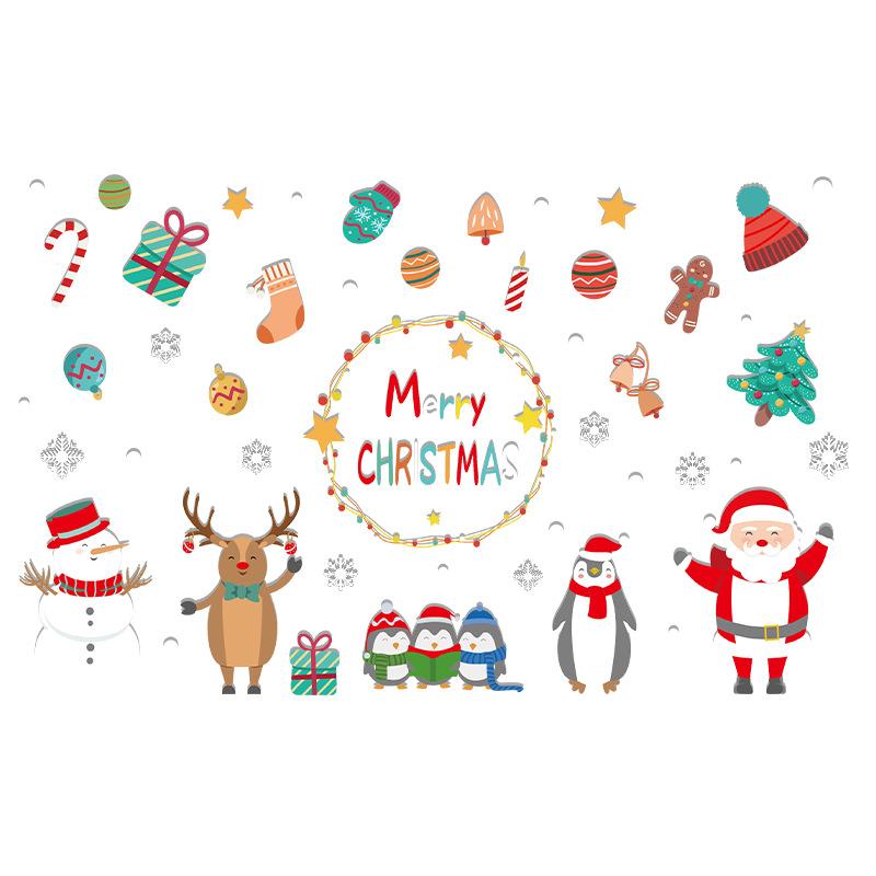 Santa Claus Electrostatic Sticker Decorations, Shopping Mall Glass Door Stickers, Reindeer Window Stickers, Atmosphere