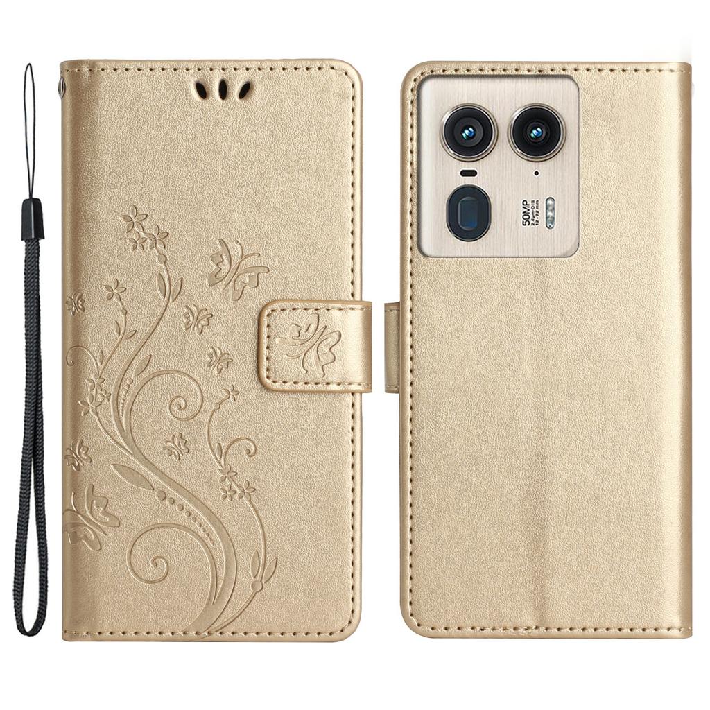 Für Motorola Edge 50 Ultra 5G/Moto X50 Ultra 5G Hülle Schmetterling Blume Lederhülle