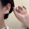 S925 Silver Hairpin Earrings, Flower-shaped Pearl Stud Earrings, Women's Light Luxury Niche Design Fashion Earrings