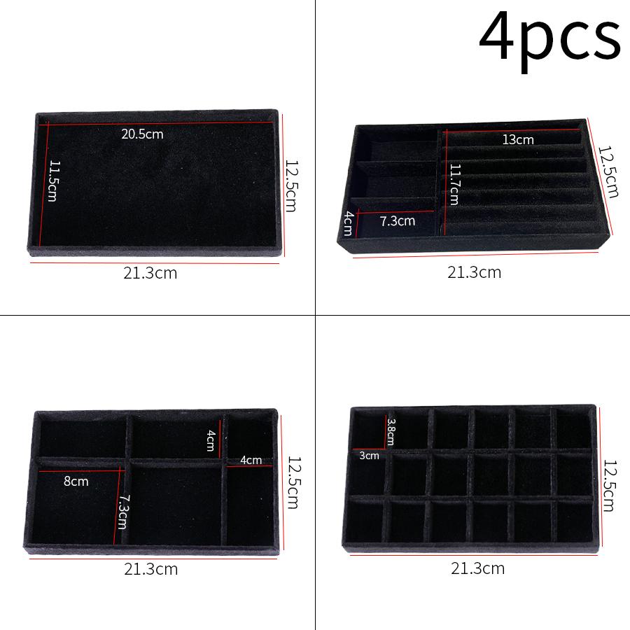 1 Set, (including 4PCS) Flocking Jewelry Box Jewelry Tray