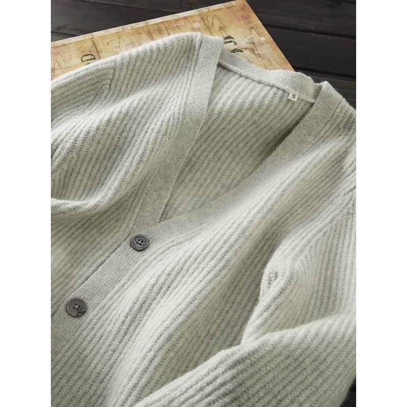 Italian Single! 55% Wool + 20% Yak Velvet Export Men's Clothing Balance Cargo with Logo Cut off Knitting Cardigan Sweater Outwear