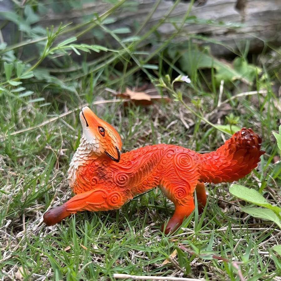Adorable Fox Figurine Charming Resin Decorative Statue For Home And Garden Display