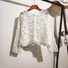 Lace Small Shawl Cardigan Female Spring Summer O Neck Long Sleeve Solid Casual Versatile Hollow Cardigan Female