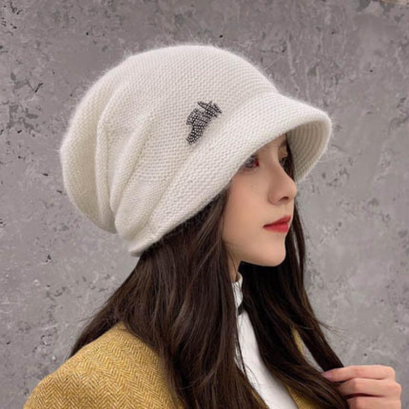 Knitted Wool Hat for Women Cold Hat for Women Winter Hat Men Autumn and Winter Melon Leather Hat Solid Color Versatile Yuppie Hat Trendy