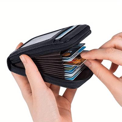 Men PU Casual Card Holder with Zipper - Lightweight, Minimalist Design for Daily Commute, Unlined Interior, Coin Purse Zippered Pouch