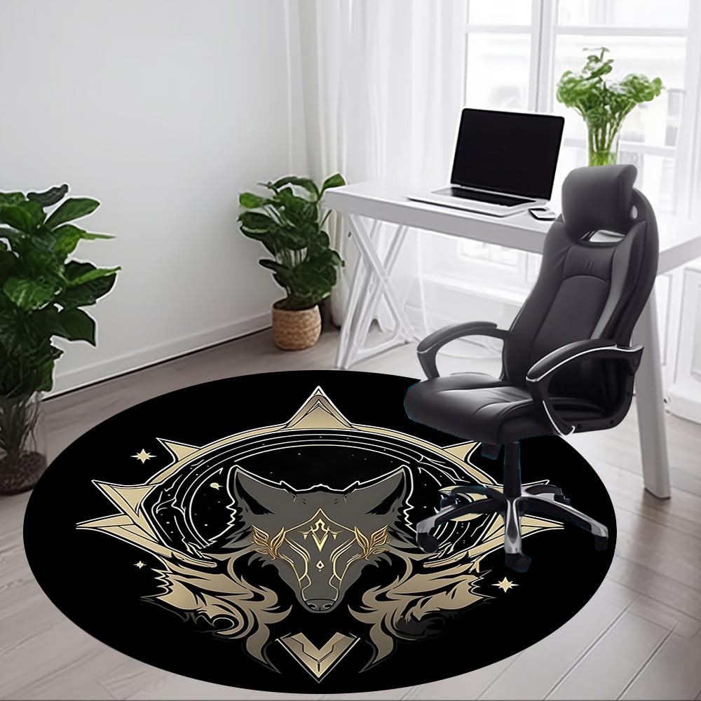 1pc Wolf Moon Office Round Area Rug, Under Office Chairs Bedroom Living Room Home Decor, Room Deco, Available in Various Sizes