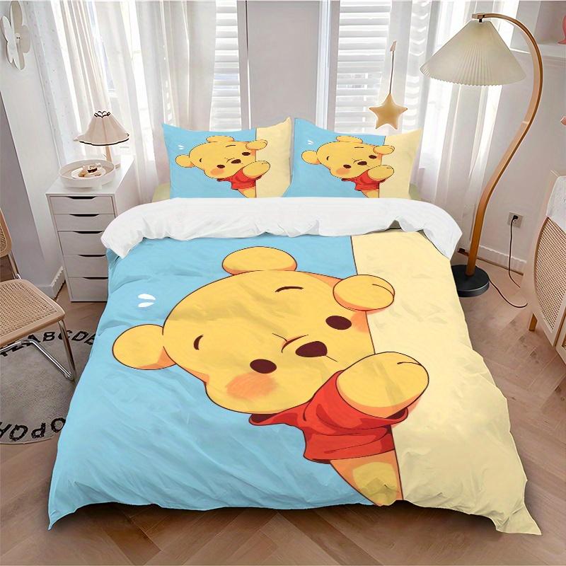 3pcs Winnie the Pooh Cute Cartoon Print Cover Set Ultra Soft, Breathable, and Comfortable Bedding with Stylish Design for Bedroom and Guest Room