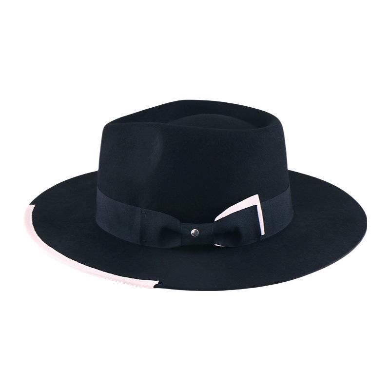 Ретро-шляпа-цилиндр черная с широкими полями в британском стиле, унисекс, шерстяная джазовая шляпа, теплая шляпа-цилиндр для осени и зимы Adjustable
