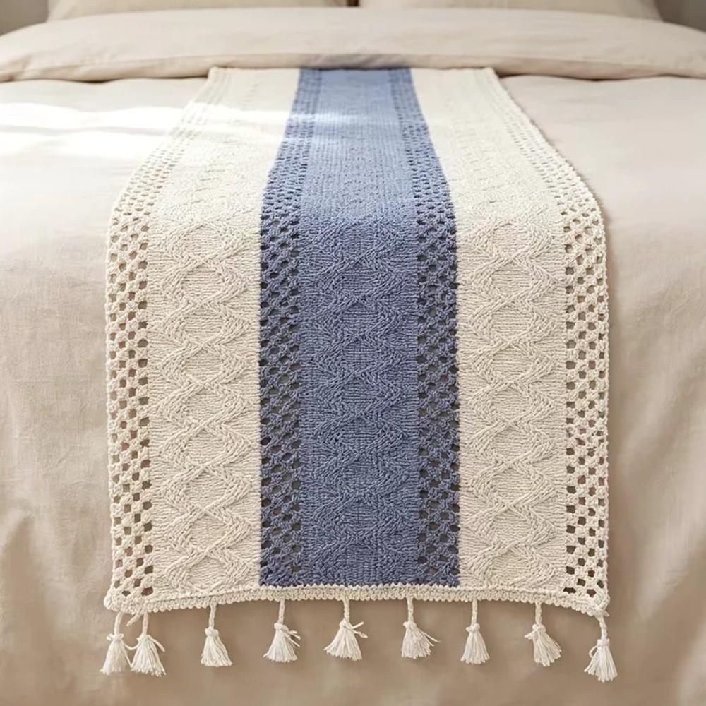 Soft Bohemian Table Flag Splicing Macrame Table Mat Knitted Hollow-out Table Runner  Dining Table