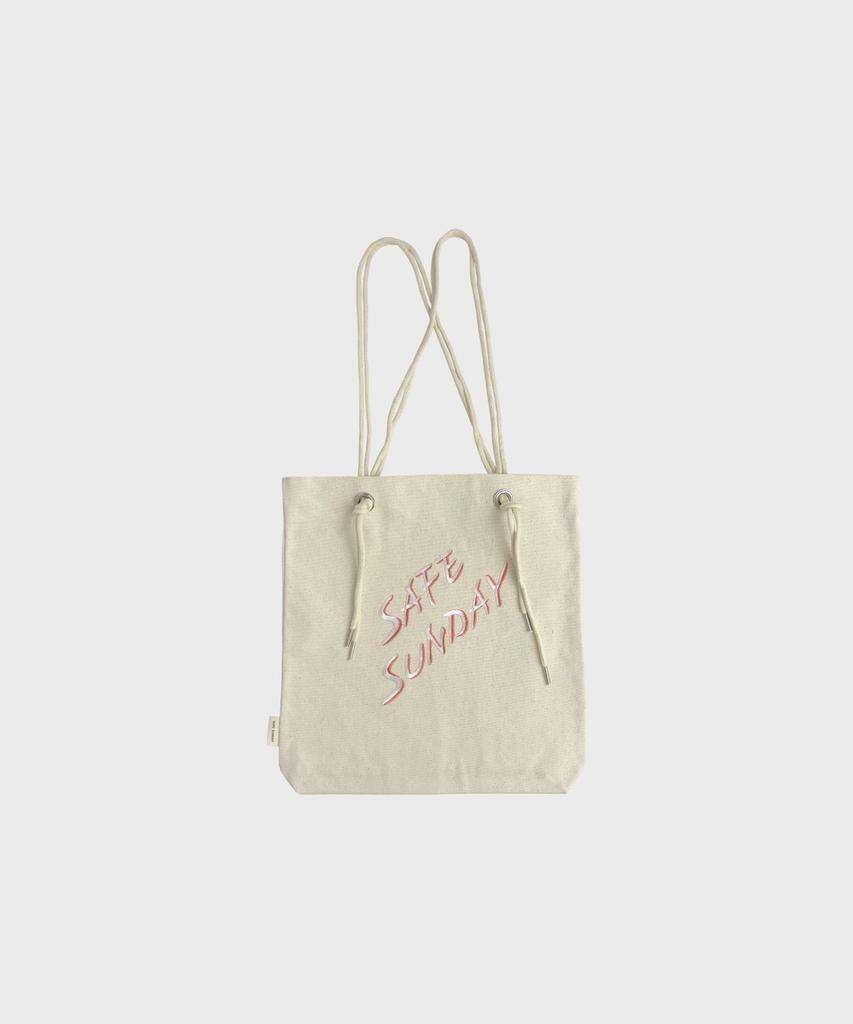 Safe Sunday Embroidered Canvas Tote Bag (Ivory)