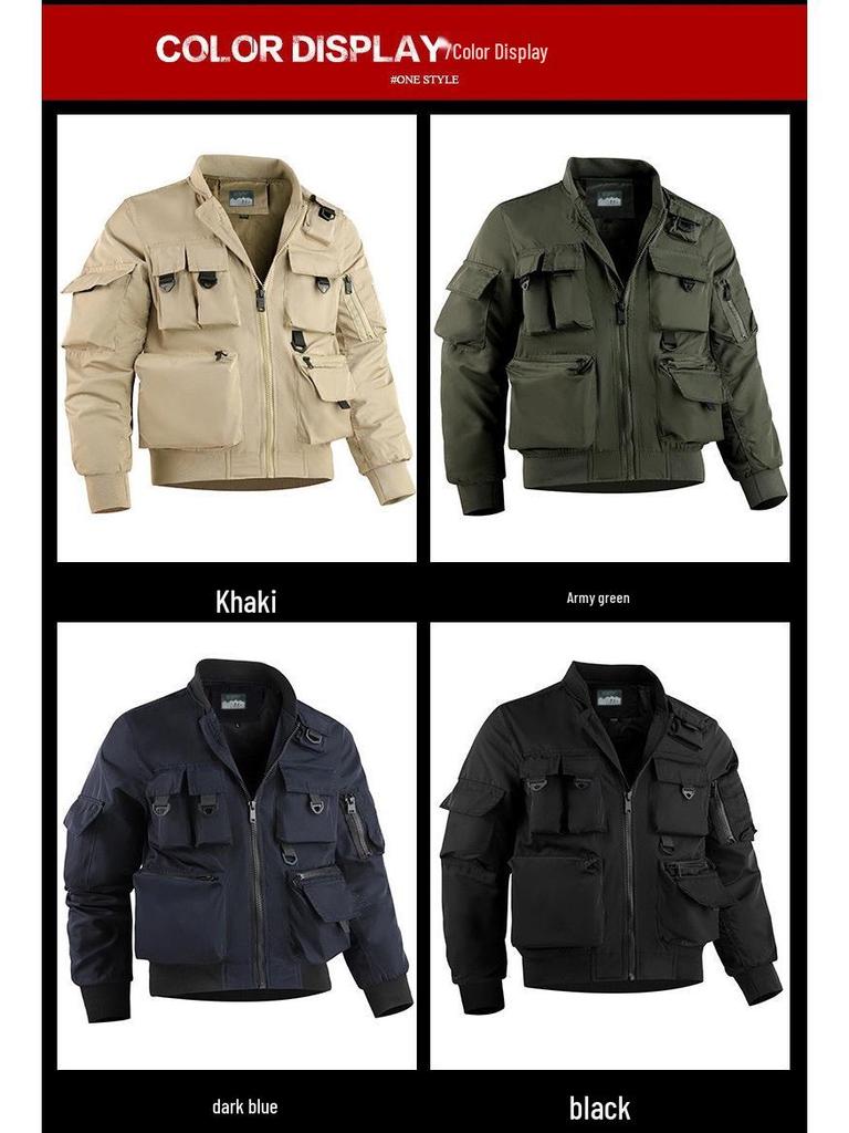 Pánská přeshraniční bomber bunda - Funkční baseballový kabát s více kapsami a větruodolná bunda