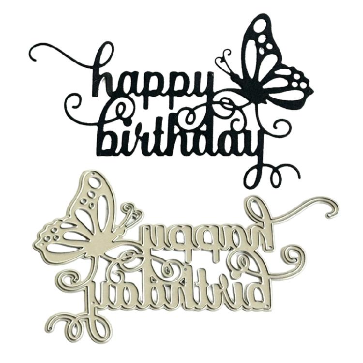 Happy Birthday Cutting Dies Scrapbooking Stencils Carbon Steel Die Cut Templates for Card Making Photo Album Decoration