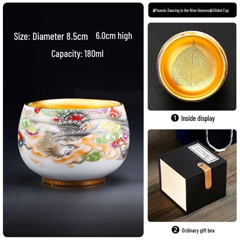 

Premium Dragon & Phoenix Gilt Enamel Ceramic Master Teacup