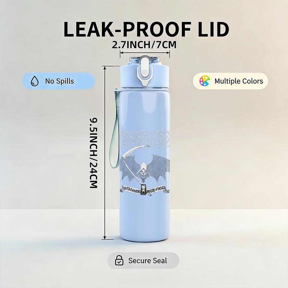 1PC White Eagle Wing Minimalist Silhouette Print 750ml Portable Sports Water Bottle Leakproof Gym Outdoor Travel Drink Cup