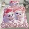 Comforter 2/3Pcs Pearl Cat Cute Cat Pattern Bedding Set Soft Comfortable Fabric Lovely Gift Idea For Cat Lovers