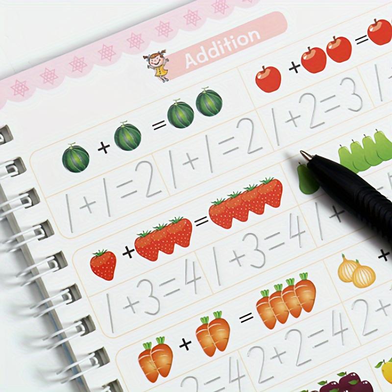 4 Books+1 Pen+5 Refills +1 Pen Holder, Children's Copybook, Children's Practice Book, Magic Word Book, Early Childhood Education Workbook