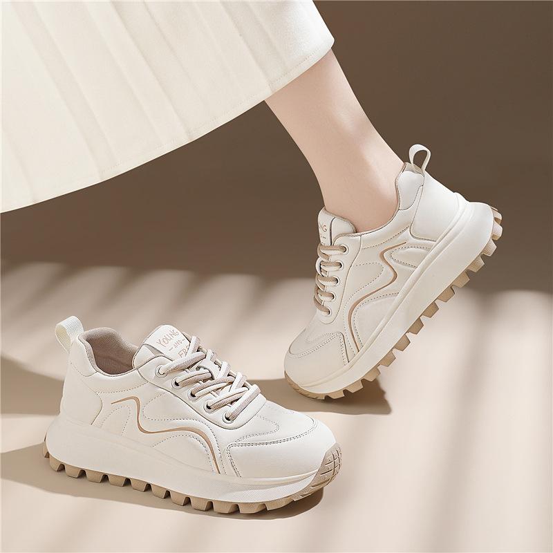 Platform Casual Shoes Women's New Women's Shoes Spring Leather Non-slip White Shoes Women's Hundred