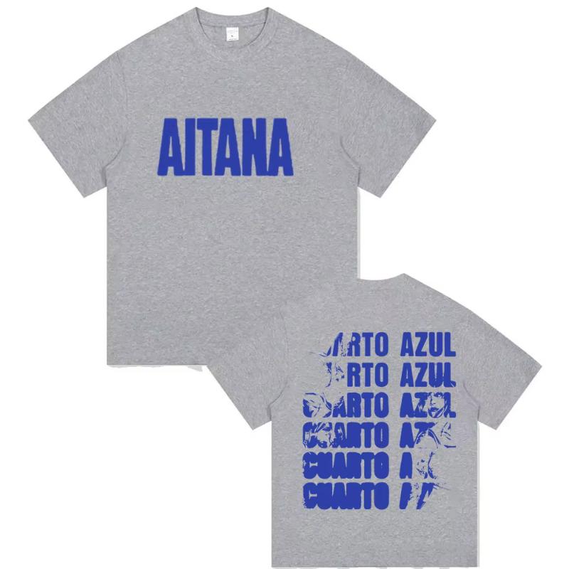 Zangeres Aitana Cuarto Azul Tour 2025 Print T-shirt Unisex Dames Hip Hop Fans Kleding Korte Mouw T-shirts Tops Puur Katoen T-shirt