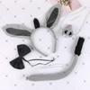 4PCS Fashion Funny Donkey Costume Set Tail Nose Animal Donkey Headband Bow Tie Donkey Ears Headband Accessory