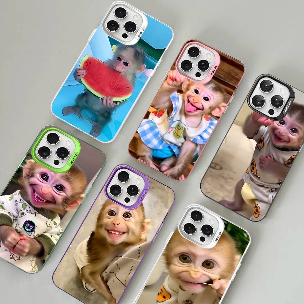 Cute Funny Monkey Phone Case for iPhone 17 16 15 14 13 Pro 12 11 Pro Max PLUS Color Back Cover
