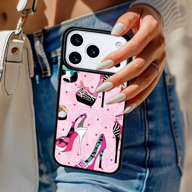 Fashion High heels Girl Flower Phone Case For iPhone 17 Air 14 15 13 12 Max Cover For Apple 14 15 16 16e 11 Pro Max Plus Coque