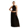 2025 Spring and Summer New European and American Fashion Sexy Backless Halter Neck Lace Vest Long Skirt Suit Beach Skirt