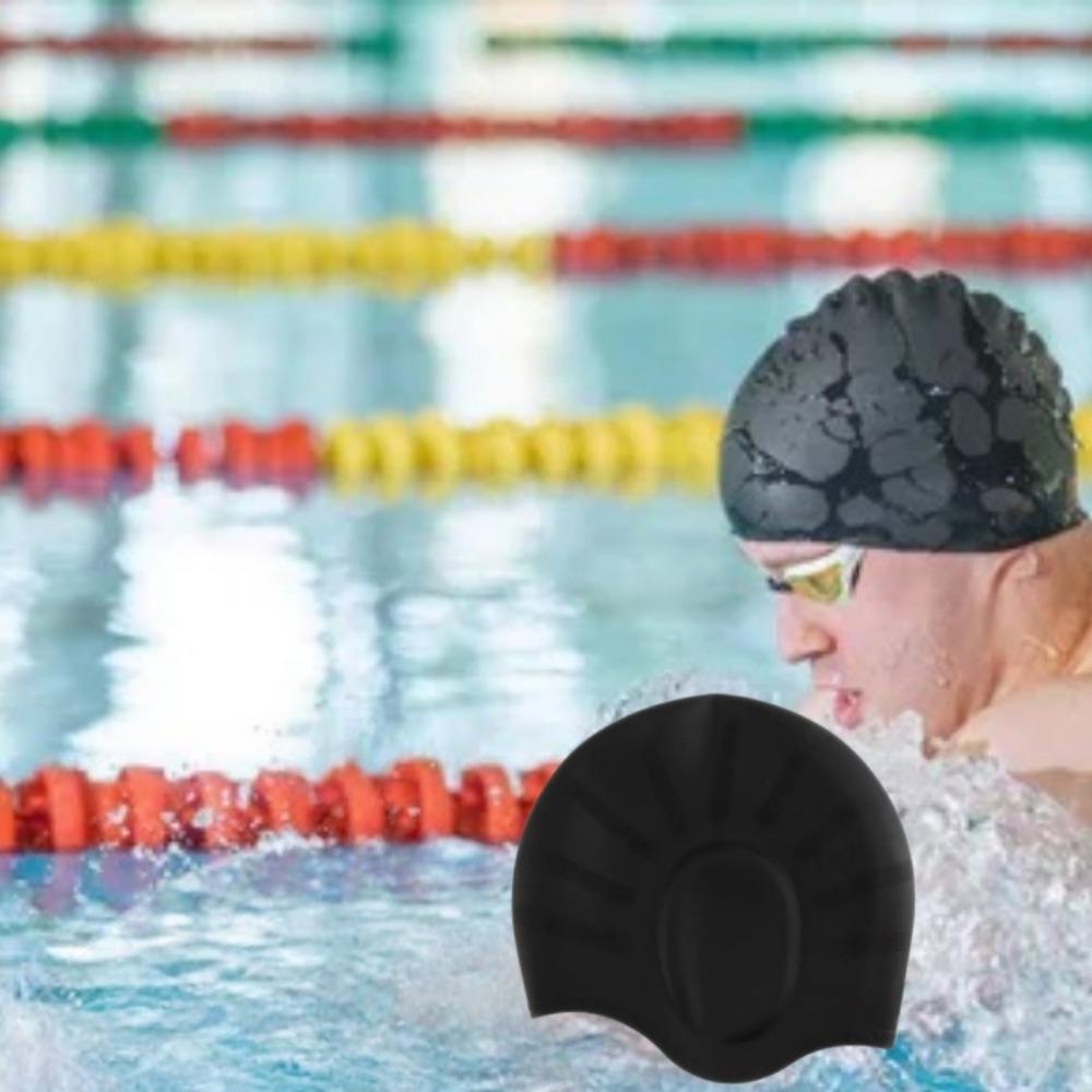 Adult Silicone Swimming Cap Waterproof Ear Protection Diving Bathing Hats Beach Pool Caps Durable One Size Suitable for All Hair
