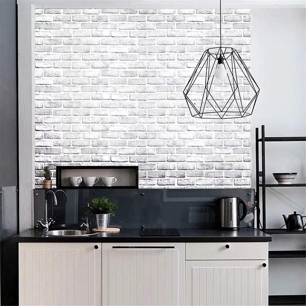 White Gray Brick Wallpaper Grey Self-Adhesive Paper Home Decoration Peel and Stick Backsplash Wall Panel Door Decor Papel Tapiz
