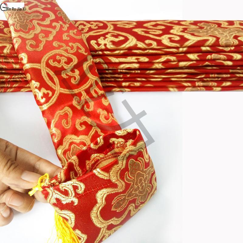 Silk Brocade Scroll Storage Bag with Tassel for Calligraphy & Painting (30-110cm)