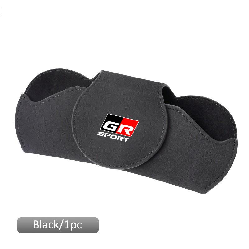 

Car Logo Glasses Case Sun Visor Sunglasses Card Organizer Box For Toyota GR Sport Gazoo Racing RAV4 C-HR Mirai Copen Corolla TRD чёрный