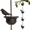 Birds On Cups Rain Chain for Rain Functional Decorative Replacement Downspout Chain for Outside Metal Rain Catcher