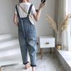Korean Style Cat Paw Women’s Denim Overalls, Spring/Summer 2026, Cute Loose-Fit Cropped Pants