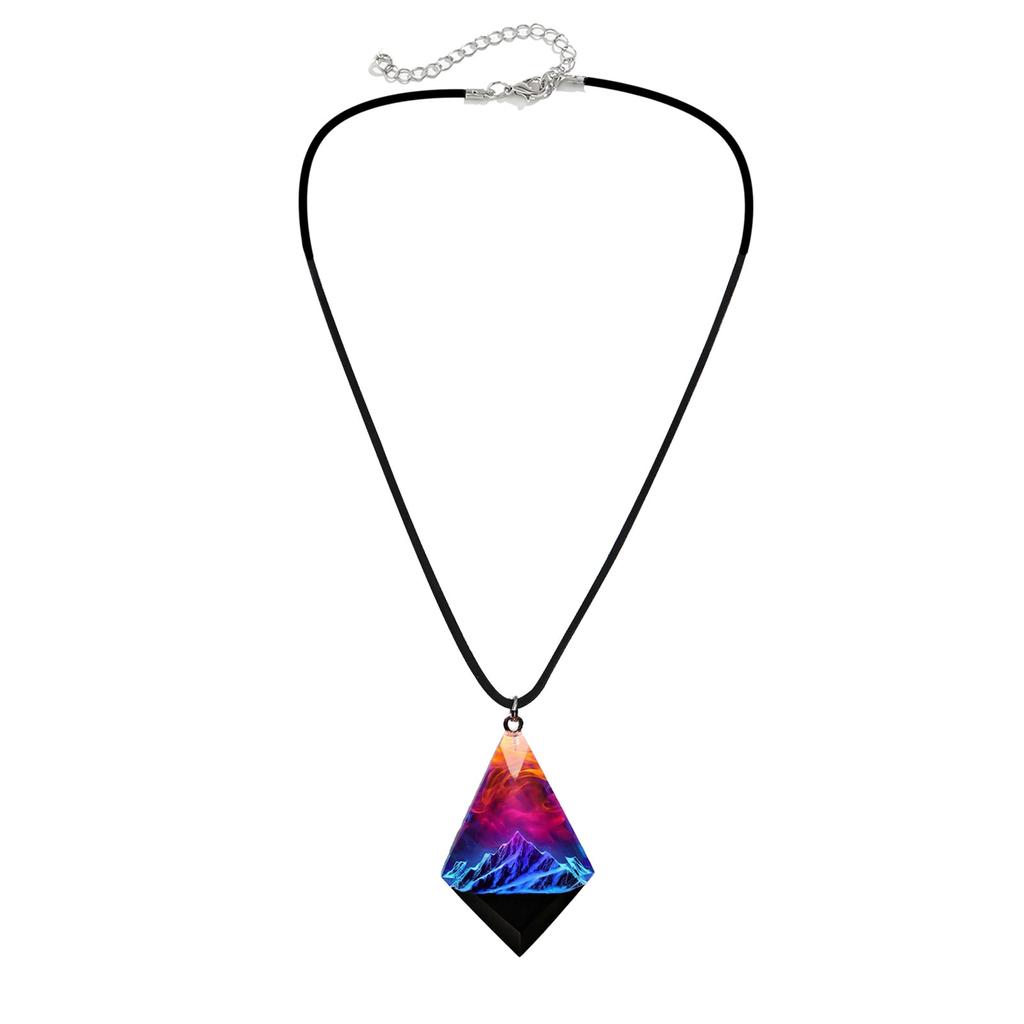 Handcrafted Necklace Adornment with Enchanting Landscape Inside Eye Catching Neckchain with Glow Snow Mountain Pendant