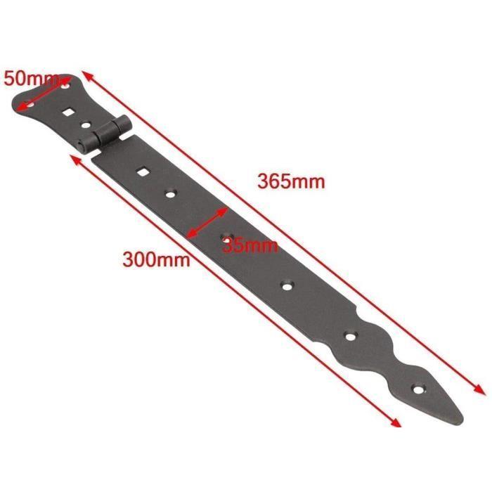 Charnière de porte - KOTARBAU - 300 mm - Acier inoxydable - Couleur noire - Résistante aux intempéries